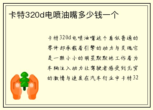 卡特320d电喷油嘴多少钱一个